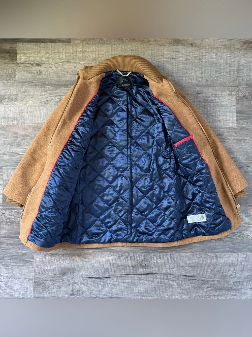 J.Crew Lodge Coat in Italian Stadium-Cloth Wool Heather Acorn 00 XS Camel Brown